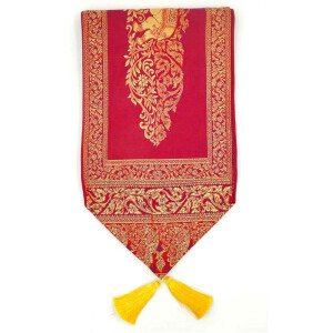 Fabric Runner with Tassels & Elephant Pattern 23x200cm