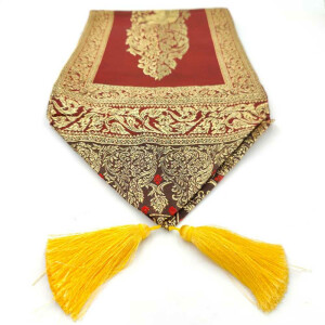 Fabric Runner with Tassels & Elephant Pattern 23x200cm