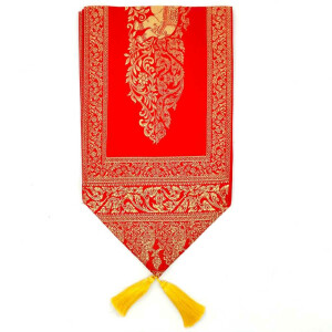 Fabric Runner with Tassels & Elephant Pattern 23x200cm