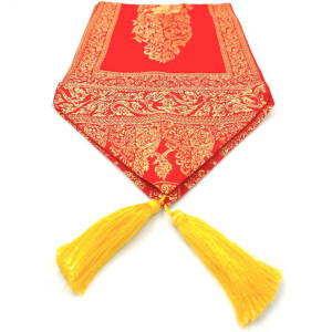 Fabric Runner with Tassels & Elephant Pattern 23x200cm