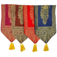 Fabric Runner with Tassels & Elephant Pattern 23x200cm