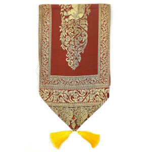 Fabric Runner with Tassels & Elephant Pattern...
