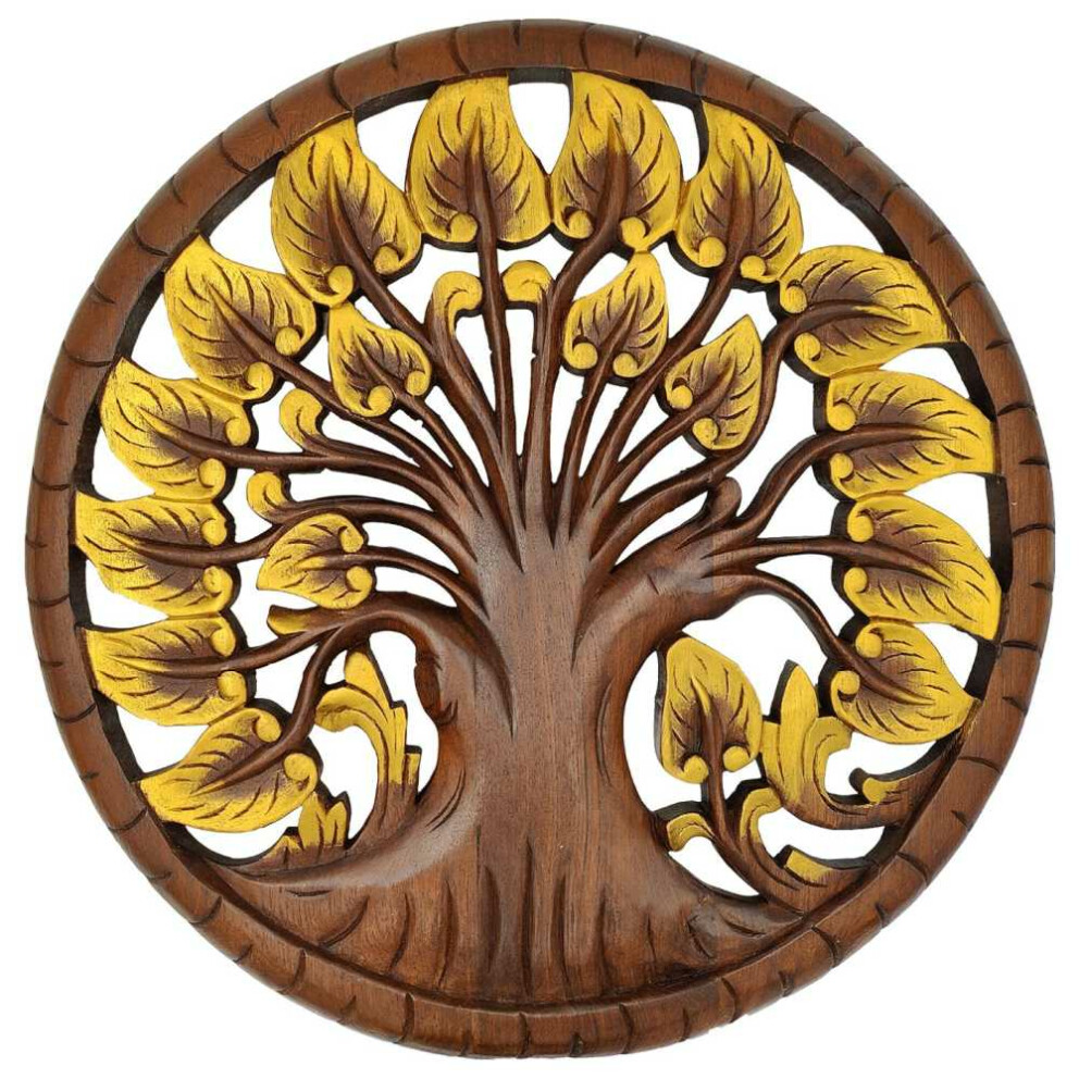 Scultura in legno tailandese di teak Bodhi Albero della Vita Ø 60cm