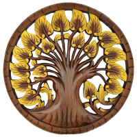 Scultura in legno tailandese di teak Bodhi Albero della Vita Ø 60cm