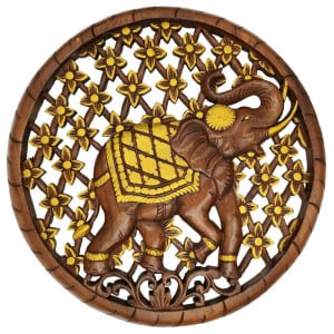 Scultura in legno tailandese di teak Elefante Chang...
