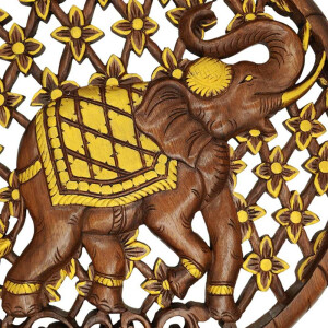 Thai Teak Wood Carving Elephant Chang Ø 60cm