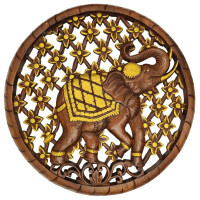 Thai Teak Wood Carving Elephant Chang Ø 60cm