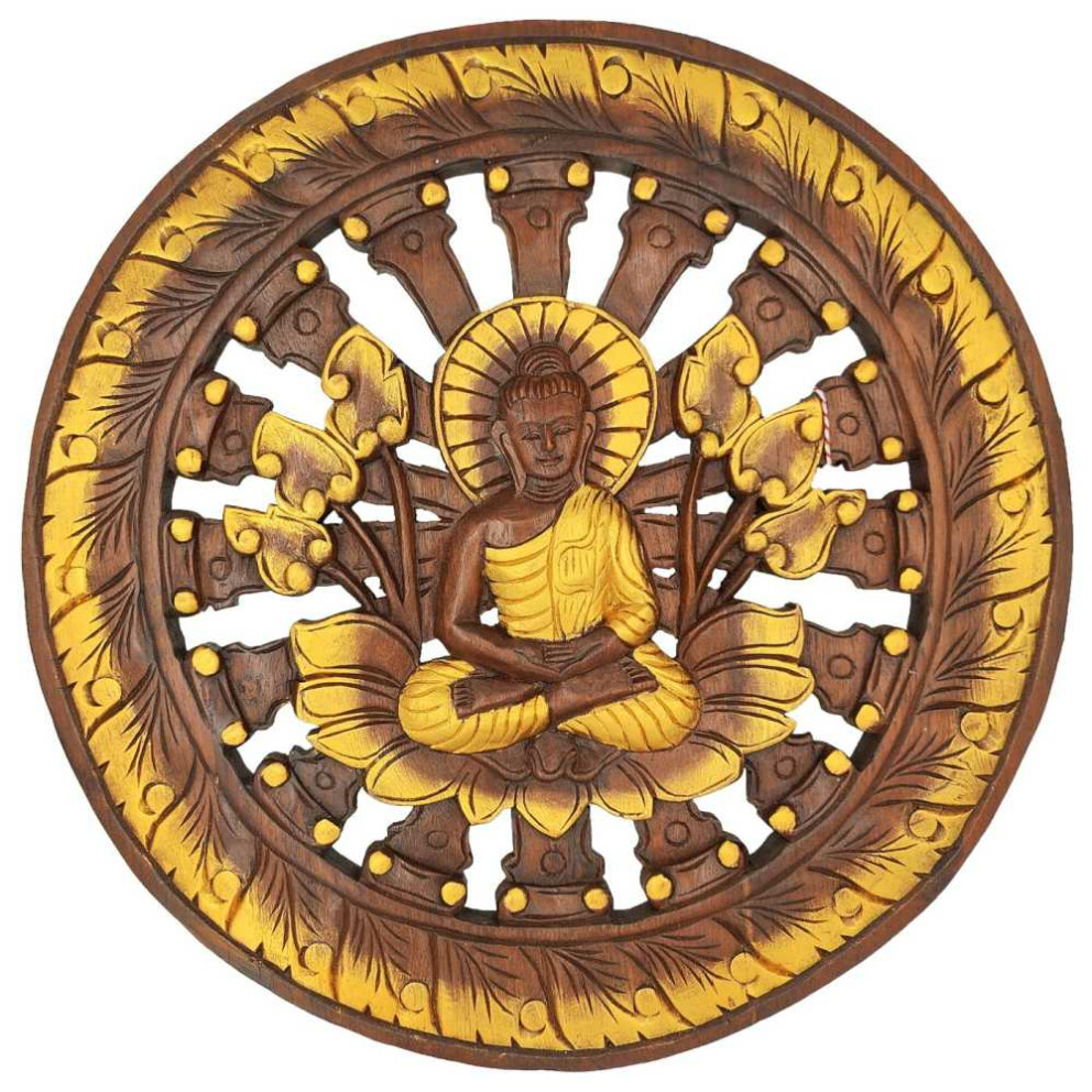 Scultura in legno tailandese di teak buddha Ø 60cm