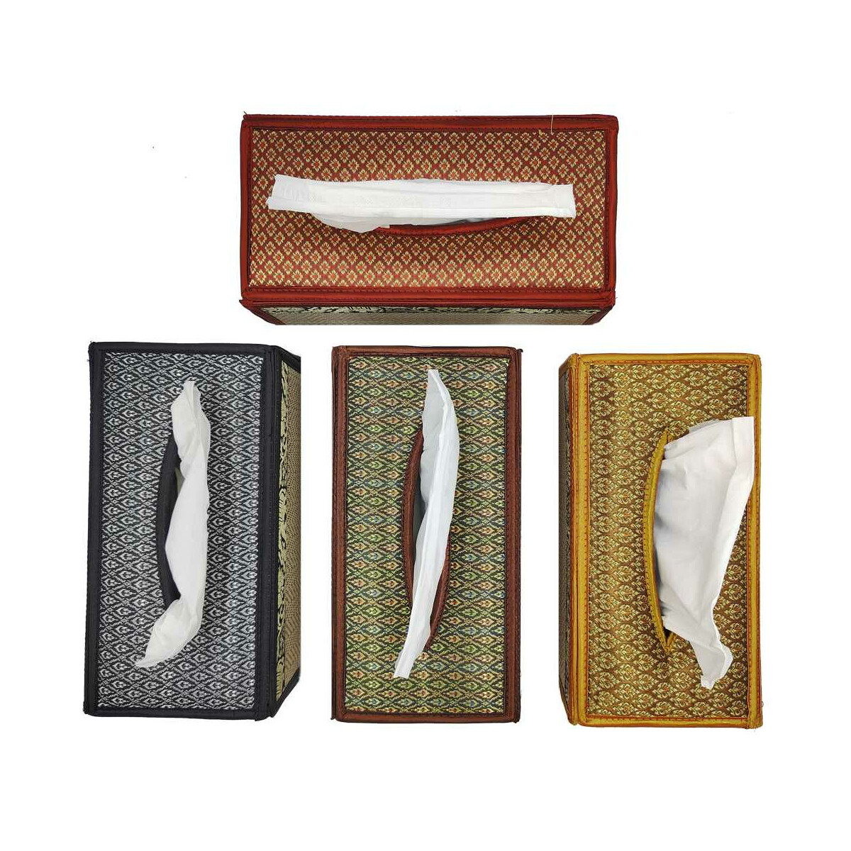Taschentuchbox Kosmetiktuchbox aus Bast mit Elefantenmuster