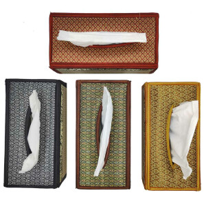 Taschentuchbox Kosmetiktuchbox aus Bast mit Elefantenmuster