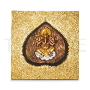 Quadro di struttura tailandese Ganesha oro - 60 x 60 cm