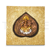 Quadro di struttura tailandese Ganesha oro - 60 x 60 cm