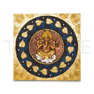 Quadro di struttura tailandese Ganesha oro - 60 x 60 cm