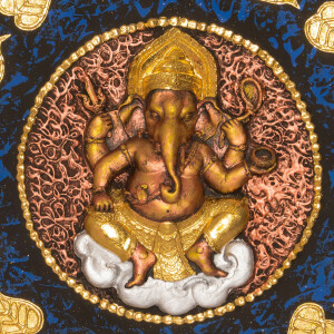 Quadro di struttura tailandese Ganesha oro - 60 x 60 cm