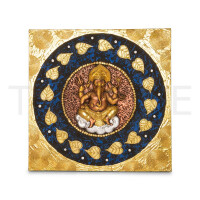 Quadro di struttura tailandese Ganesha oro - 60 x 60 cm