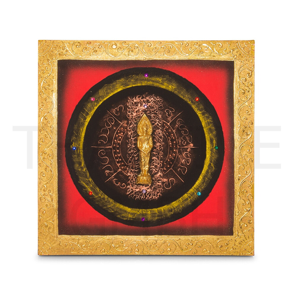 Thai structure picture Buddha standing red-gold - 60 x 60 cm