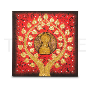 Quadro struttura tailandese Buddha seduto rosso-oro - 60...