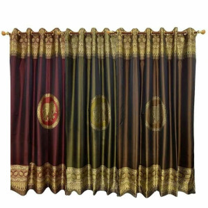 Thai Silk Curtain with Elephant Pattern & Eyelets
