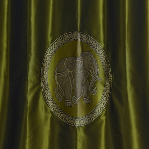 Thai Silk Curtain with Elephant Pattern & Eyelets