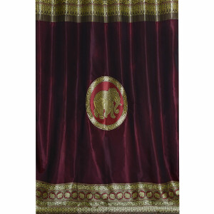 Thai Silk Curtain with Elephant Pattern & Eyelets