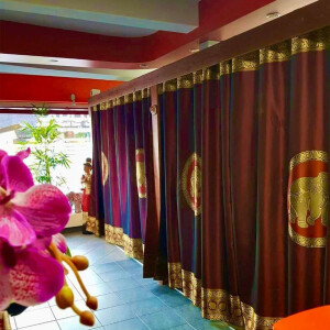 Thai Silk Curtain with Elephant Pattern & Eyelets