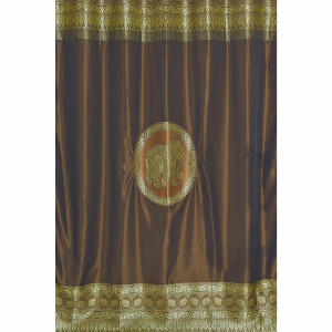 Thai Silk Curtain with Elephant Pattern & Eyelets
