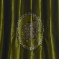 Thai Silk Curtain with Elephant Pattern & Eyelets