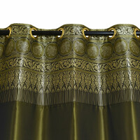 Thai Silk Curtain with Elephant Pattern & Eyelets
