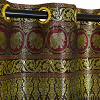 Thai Silk Curtain with Elephant Pattern & Eyelets