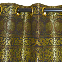 Thai Silk Curtain with Elephant Pattern & Eyelets