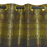 Thai Silk Curtain with Elephant Pattern & Eyelets