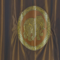 Thai Silk Curtain with Elephant Pattern & Eyelets