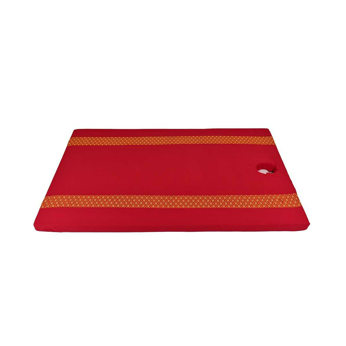 Fitted Bed Sheet Thai Sarong Red with Face Hole