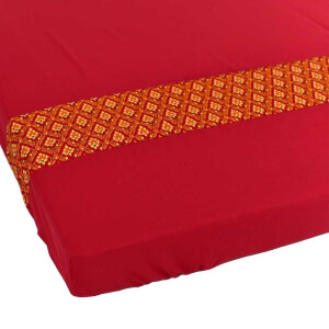 Fitted Bed Sheet Thai Sarong Red with Face Hole