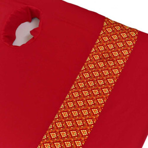 Fitted Bed Sheet Thai Sarong Red with Face Hole