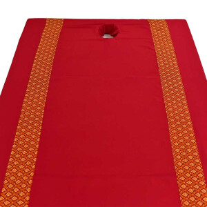 Fitted Bed Sheet Thai Sarong Red with Face Hole