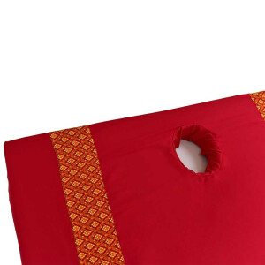 Fitted Bed Sheet Thai Sarong Red with Face Hole