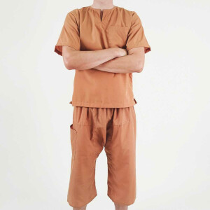 Set di abbigliamento per clienti trad. Pantaloni + camicia, beige-marrone