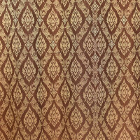Thai Silk Curtain with Thai Pattern & Eyelets Brown 240x200cm