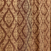 Thai Silk Curtain with Thai Pattern & Eyelets Brown 240x200cm