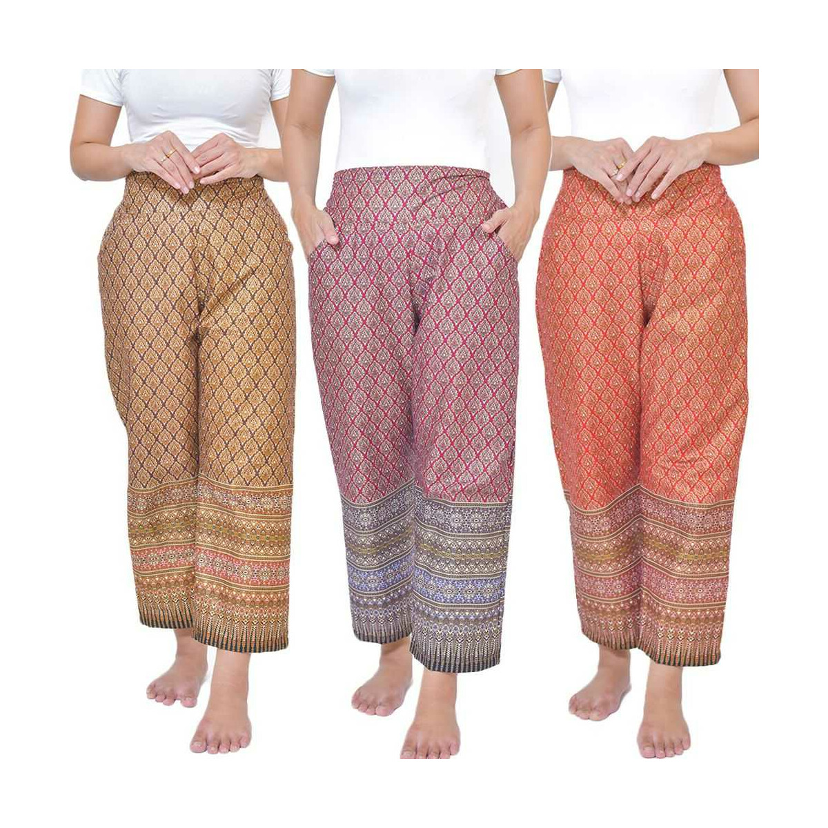 Hose mit bunten Thai Sarong Mustern für Thaimassage