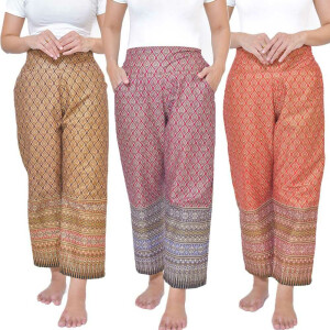 Hose mit bunten Thai Sarong Mustern für Thaimassage
