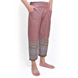 Hose mit bunten Thai Sarong Mustern für Thaimassage