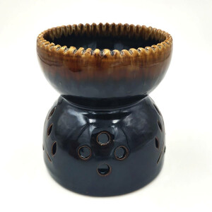 Lampada per olio profumato, scalda olio da massaggio in ceramica per luce da tè Marrone scuro