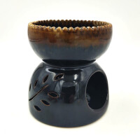 Lampada per olio profumato, scalda olio da massaggio in ceramica per luce da tè Marrone scuro