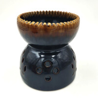 Lampada per olio profumato, scalda olio da massaggio in ceramica per luce da tè Marrone scuro
