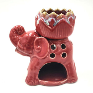 Lamp for scented oil made of ceramic for tea light Elephant Lotus