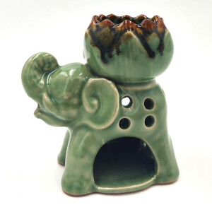 Lamp for scented oil made of ceramic for tea light Elephant Lotus