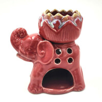 Lamp for scented oil made of ceramic for tea light Elephant Lotus