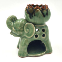 Lamp for scented oil made of ceramic for tea light Elephant Lotus